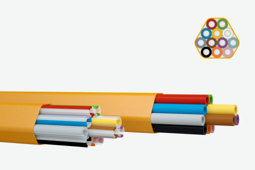 Multiduct 7X10/6 PE-HD Orange Sheath 1mm, tubes translucent with VDE 0888 colored stripes