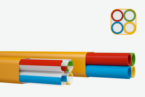 Multiduct 4X20/15 PE-HD Orange Sheath 1mm, tubes translucent with VDE 0888 colored stripes
