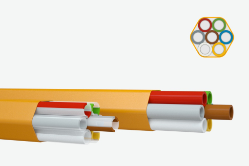 Multiduct 7X14/10 PE-HD Orange Sheath 1mm, tubes translucent with VDE 0888 colored stripes
